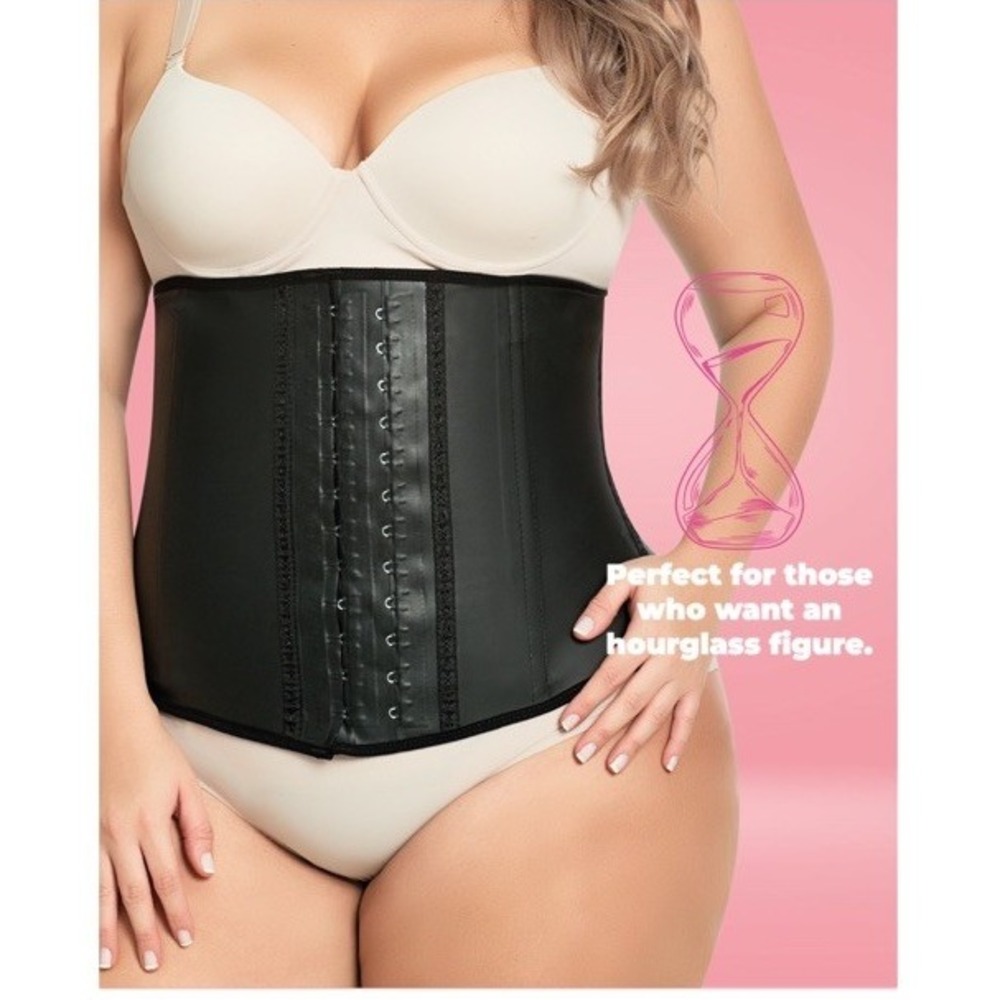 Ann Michell Black Size Medium Latex Waist Shaper with Hook & Eye Closure